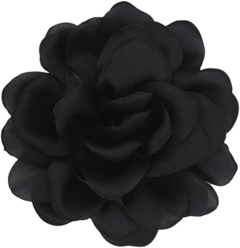 Decixde Satin Fabric Rose Flower Brooches - Handmade Floral Accessory for Wedding Party Dance Banquet Ceremony - Size: 4.72in - Image 5